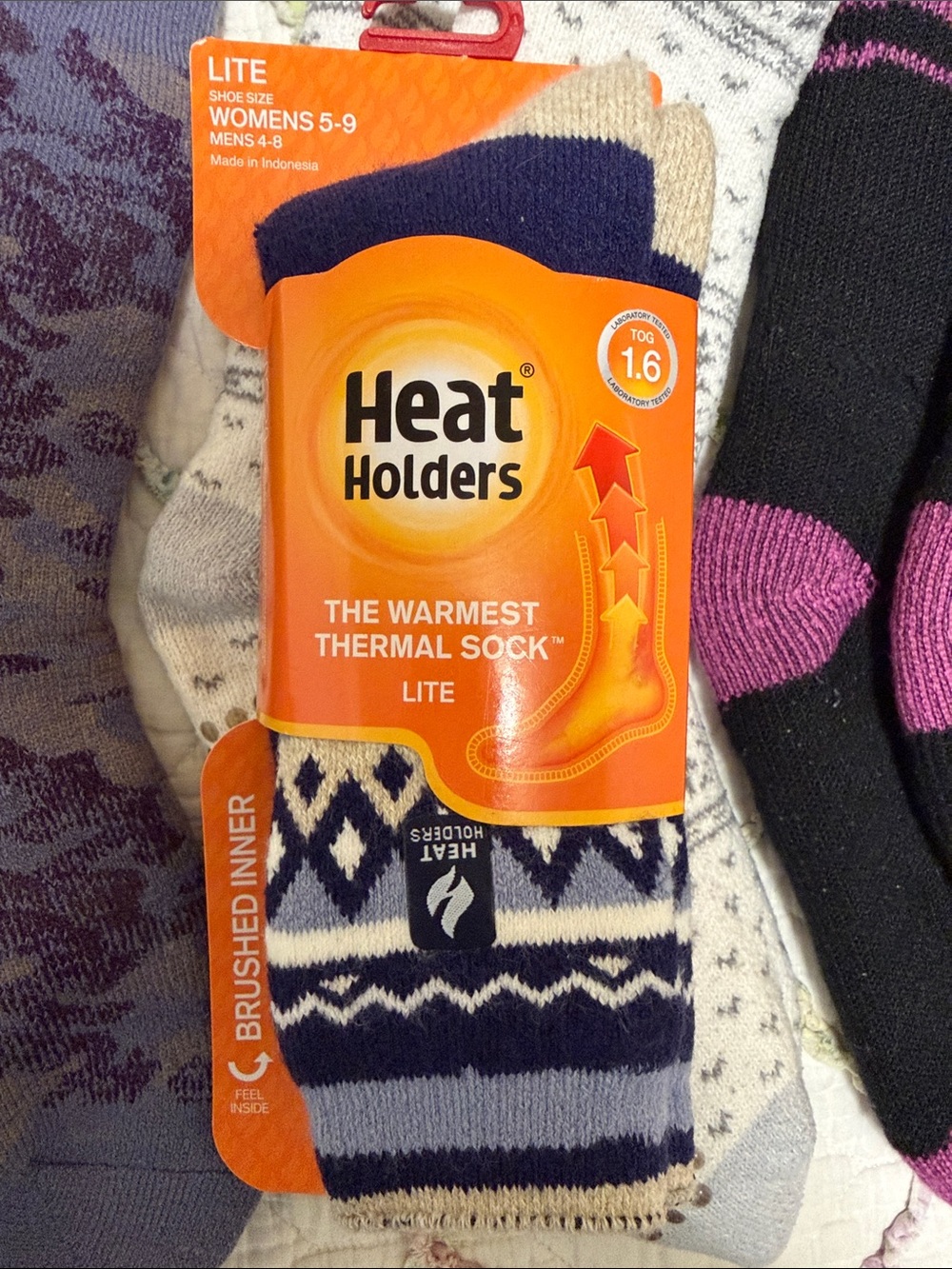 Women’s Thermal Sock 4-Pack - Black, White, Gray, Purple - Picture 2 of 3
